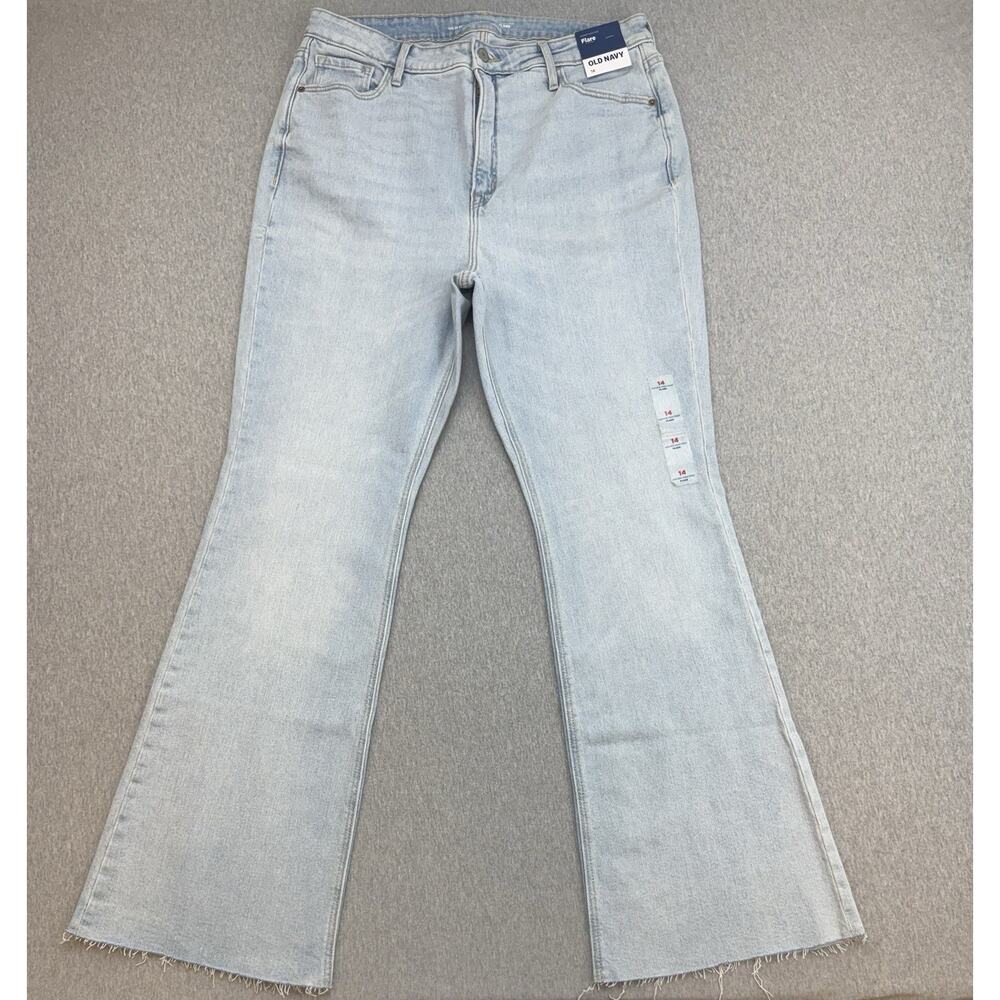 Old Navy Jeans Womens 14 Blue Denim Cotton Blend Stretch High-Rise Flare NWT